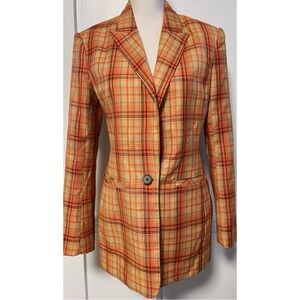 Grey Lab Los Angeles • Orange Plaid Oversized Blazer